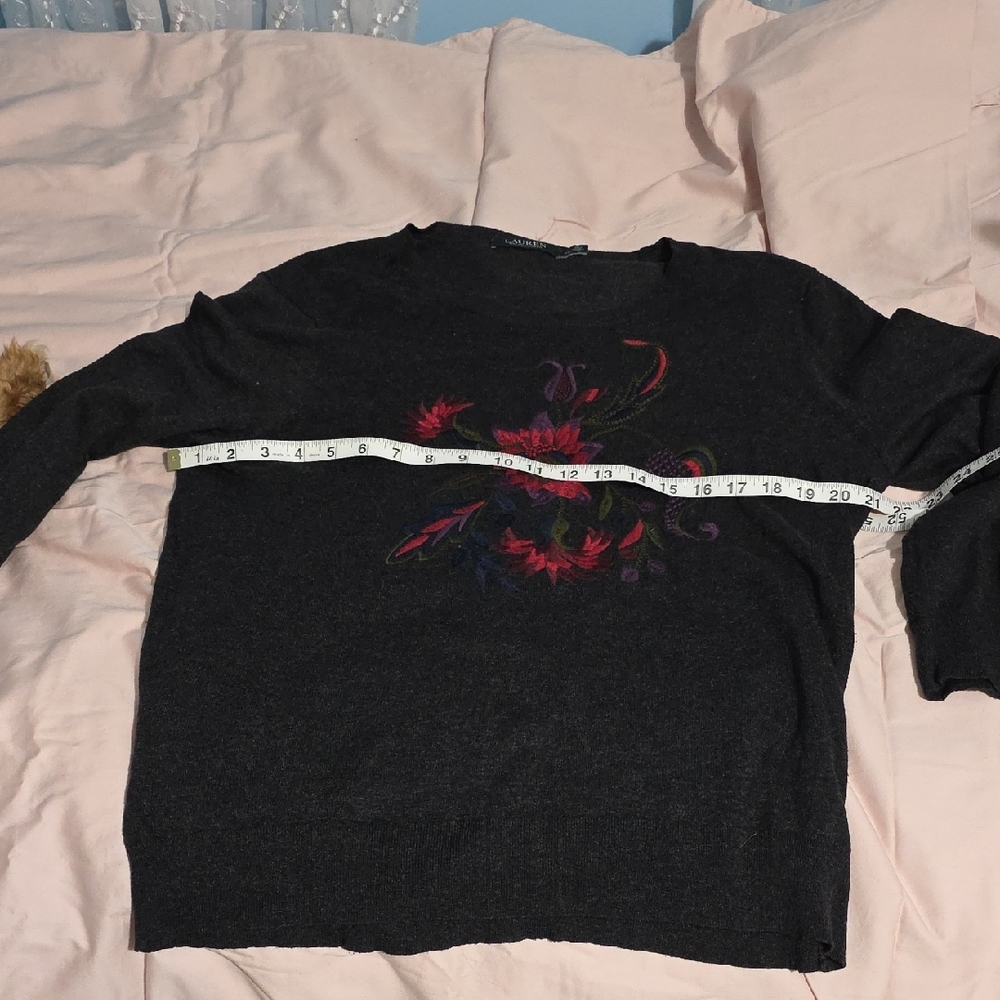 Lauren Ralph Lauren Black Floral Long Sleeve Tee